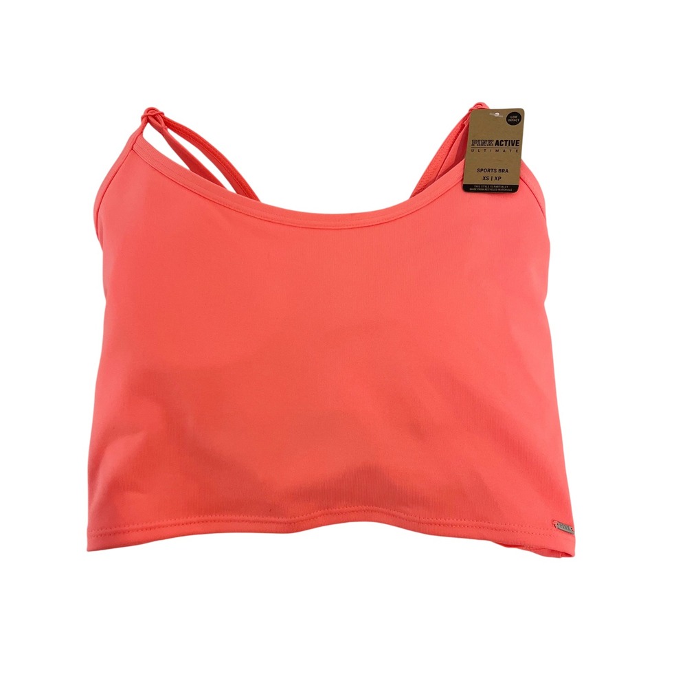 NEW VS Pink Active Ultimate Twist Back Sports Bra Coral‎ Orange - Size XS